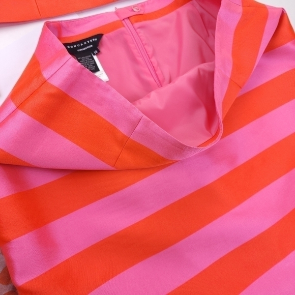 Tanner Doncaster Orange Pink Stripe Collaboration Skirt Suit Set Sz 14 - Picture 11 of 16